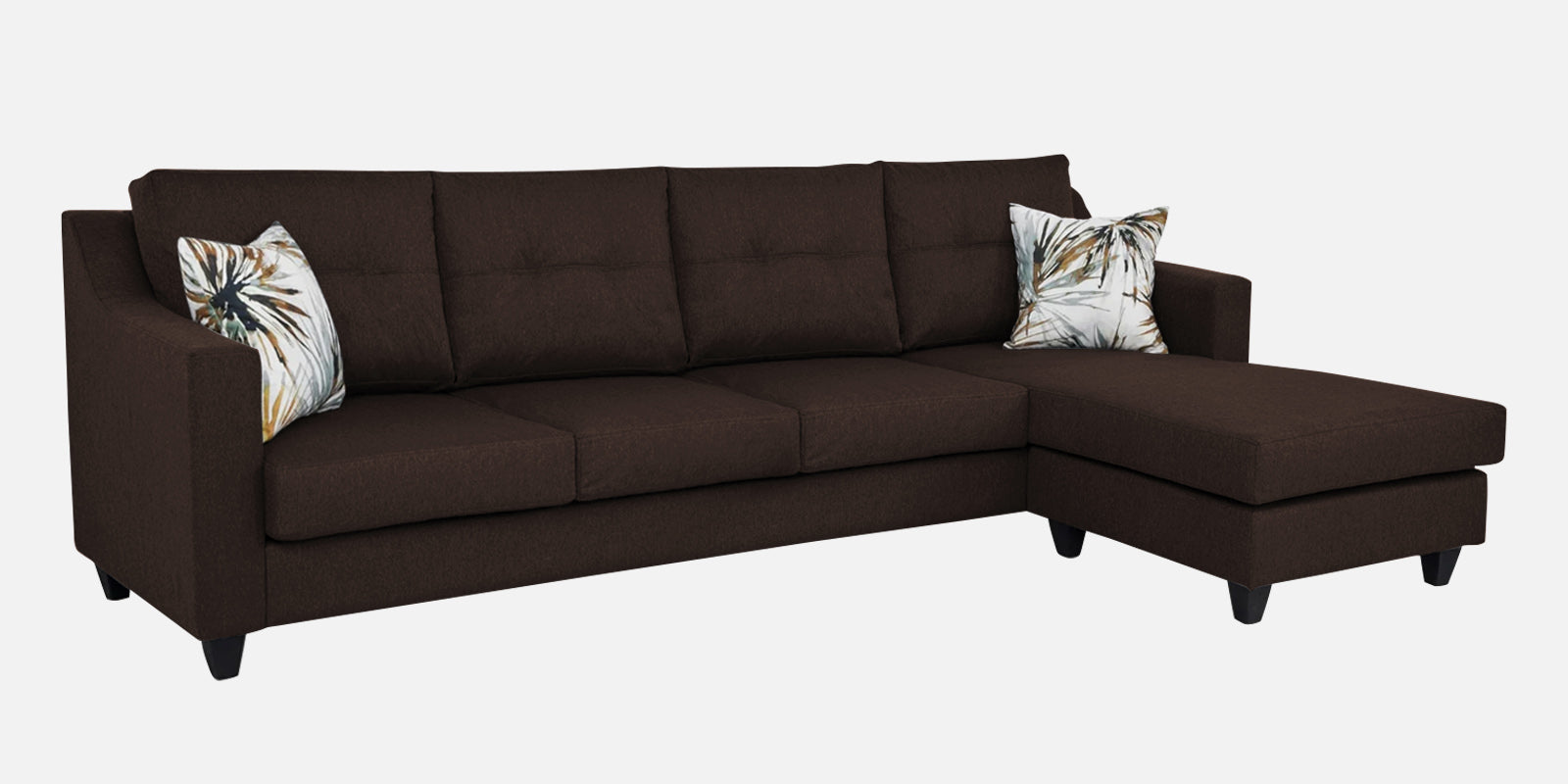 Welly Fabric LHS Sectional Sofa (3+Lounger) In Coffee Brown Colour - Febonic Living
