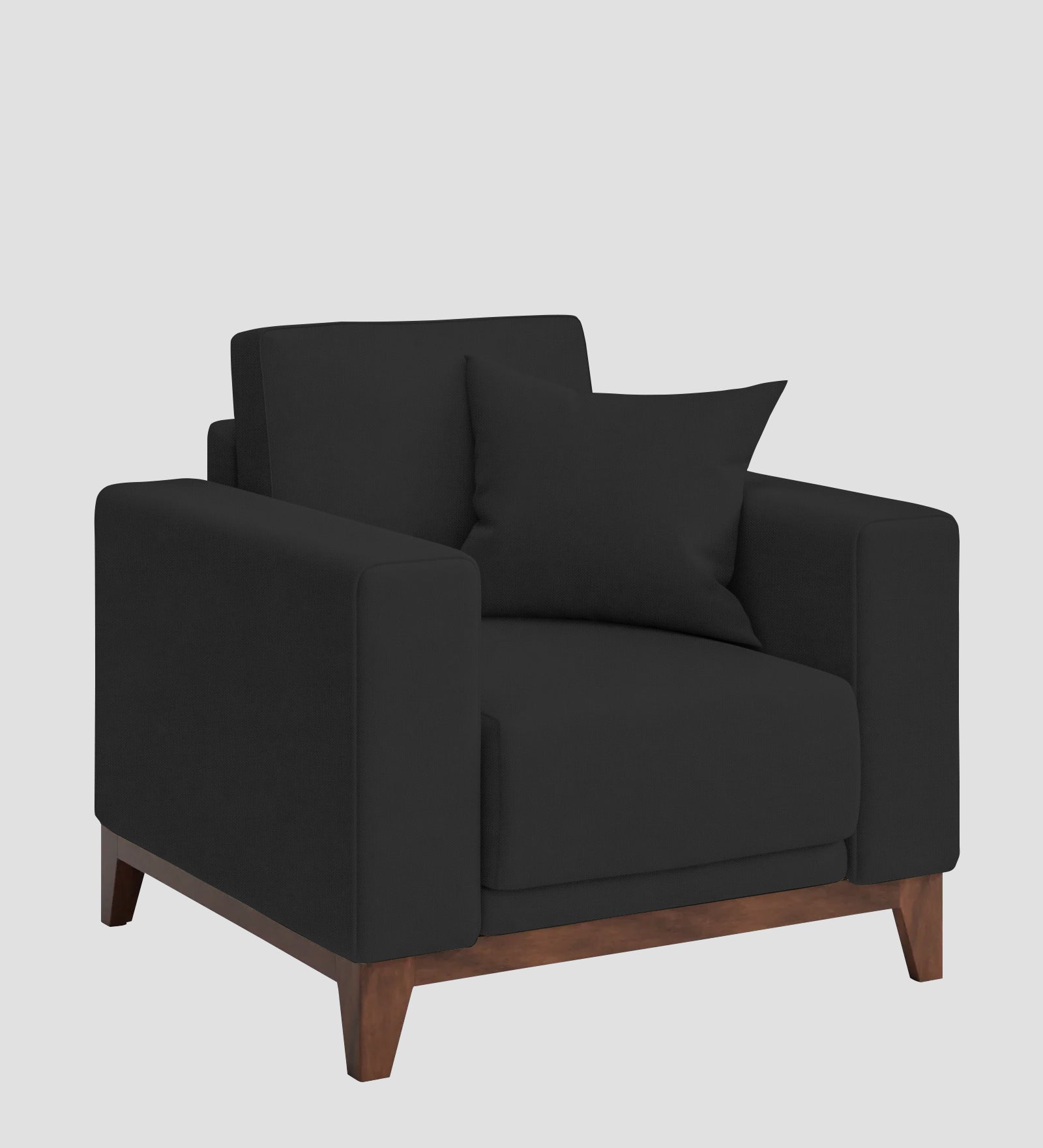 Luca Fabric 1 Seater Sofa In Bitter Black Colour - Febonic Living