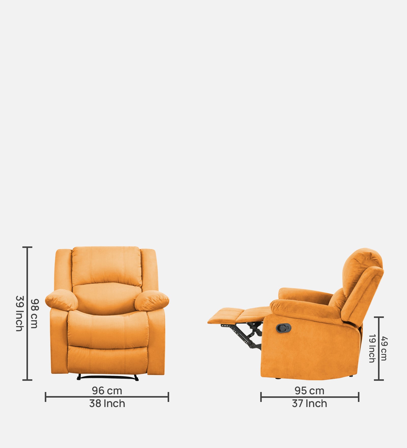 Lexi Fabric 1 Seater Motorized Recliner In Tangerine Orange Colour - Febonic Living