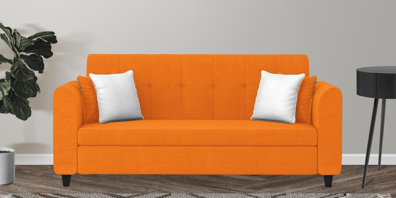 Denmark Fabric 3 Seater Sofa In Vivid Orange Colour - Febonic Living