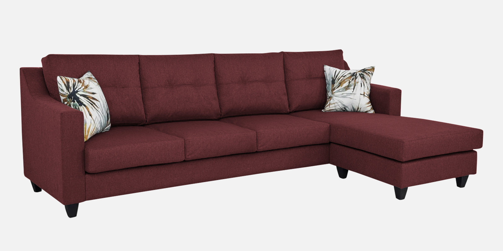 Welly Fabric LHS Sectional Sofa (3+Lounger) In Blaze Red Colour - Febonic Living