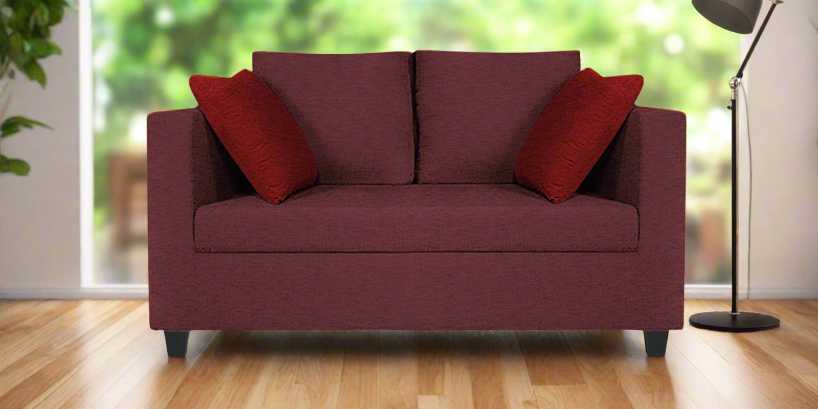 Nuska Fabric 2 Seater Sofa In Blaze Red Colour - Febonic Living