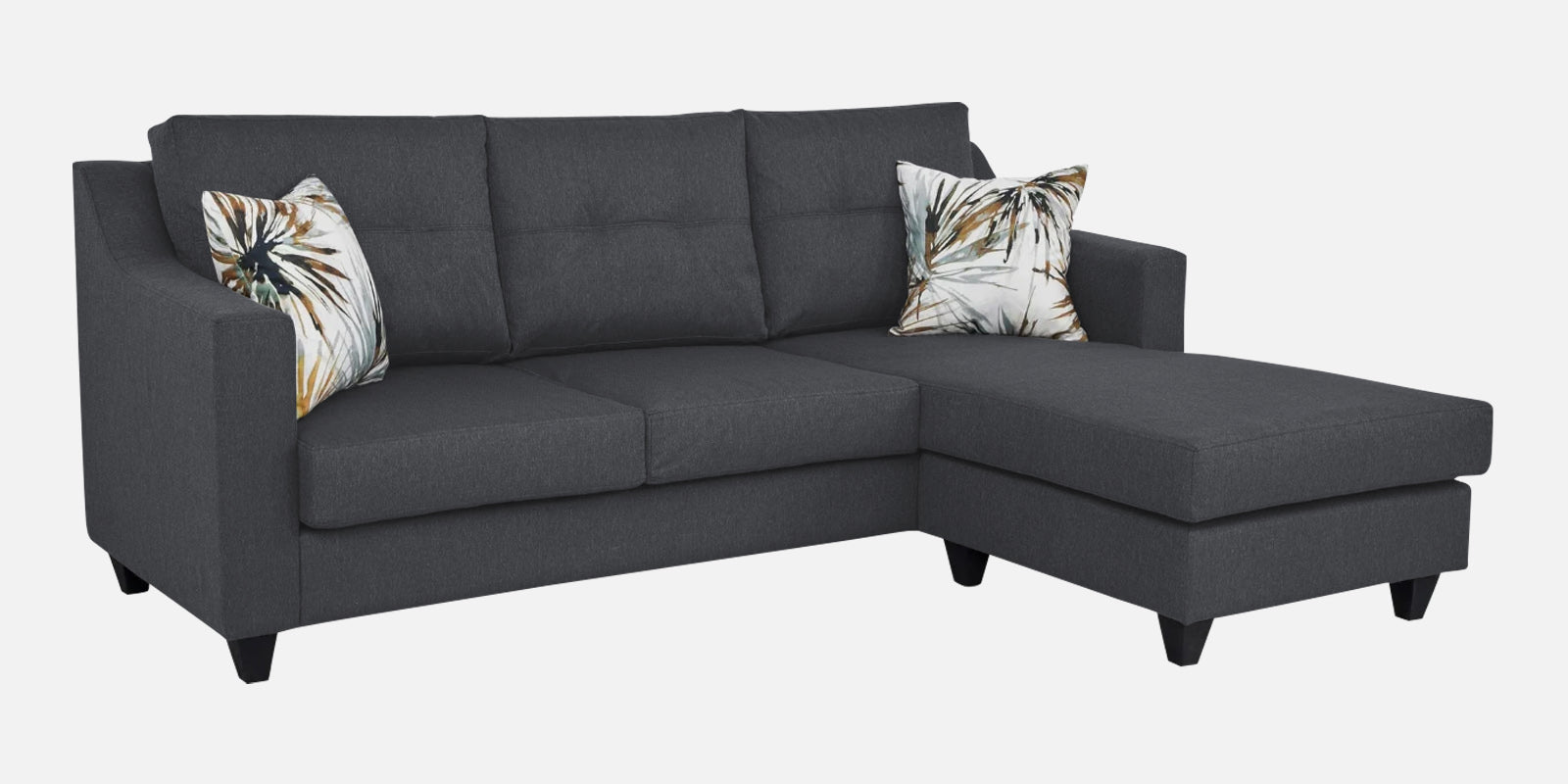 Welly Fabric LHS Sectional Sofa (2+Lounger) In Maba Grey Colour - Febonic Living