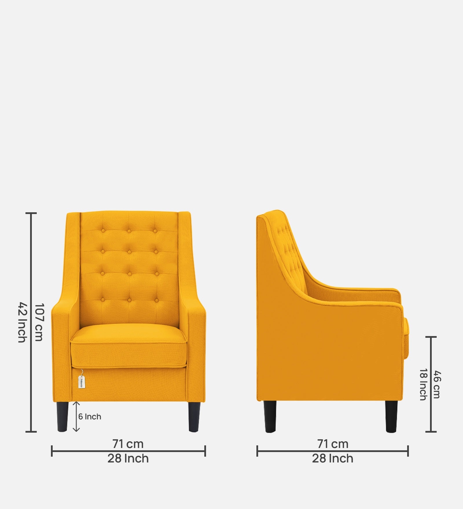Sona Fabric Barrel Chair + Ottoman in Bold Yellow Colour