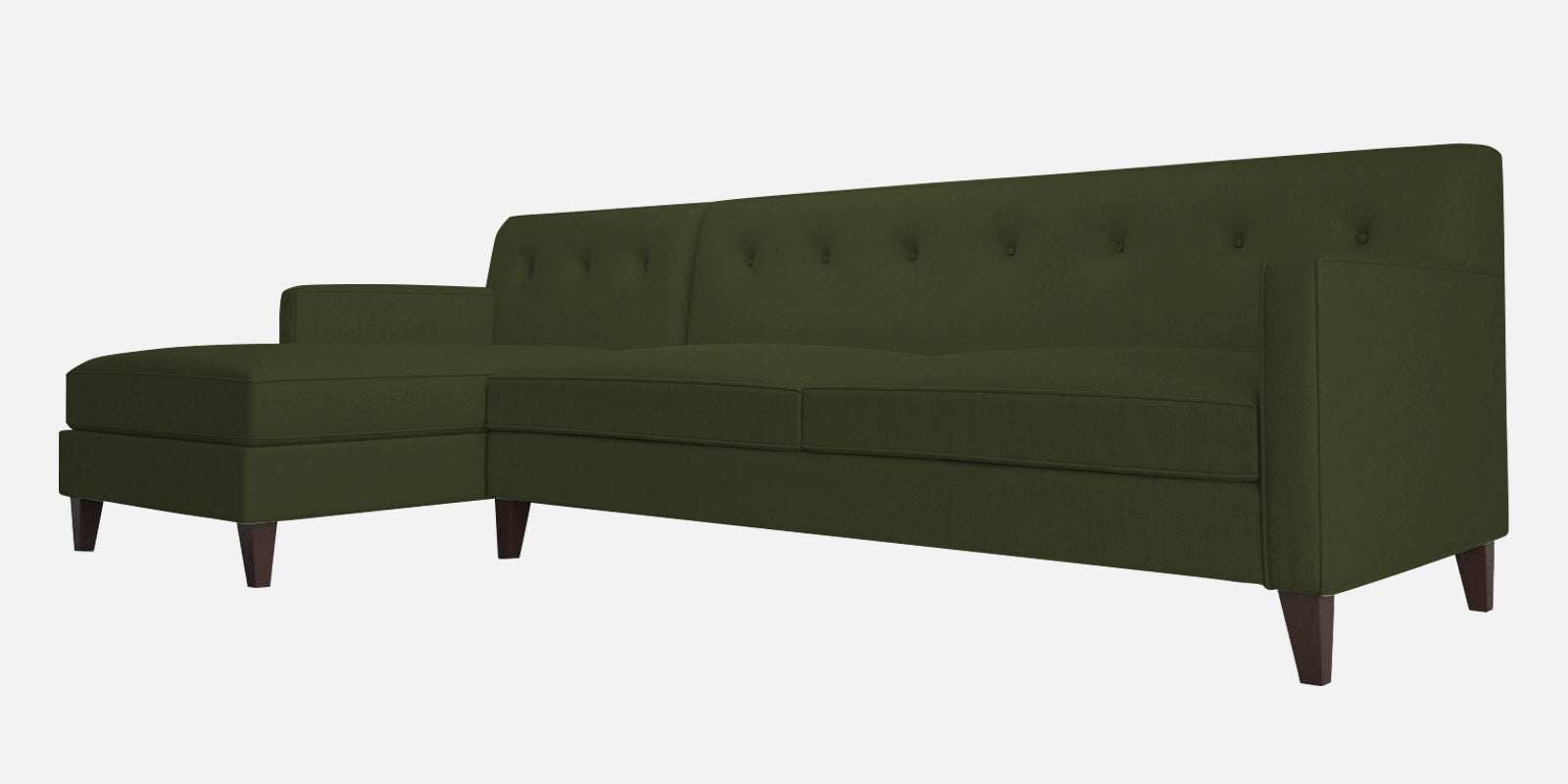 Miller Fabric RHS Sectional Sofa (3+Lounger) In Olive Green Colour - Febonic Living
