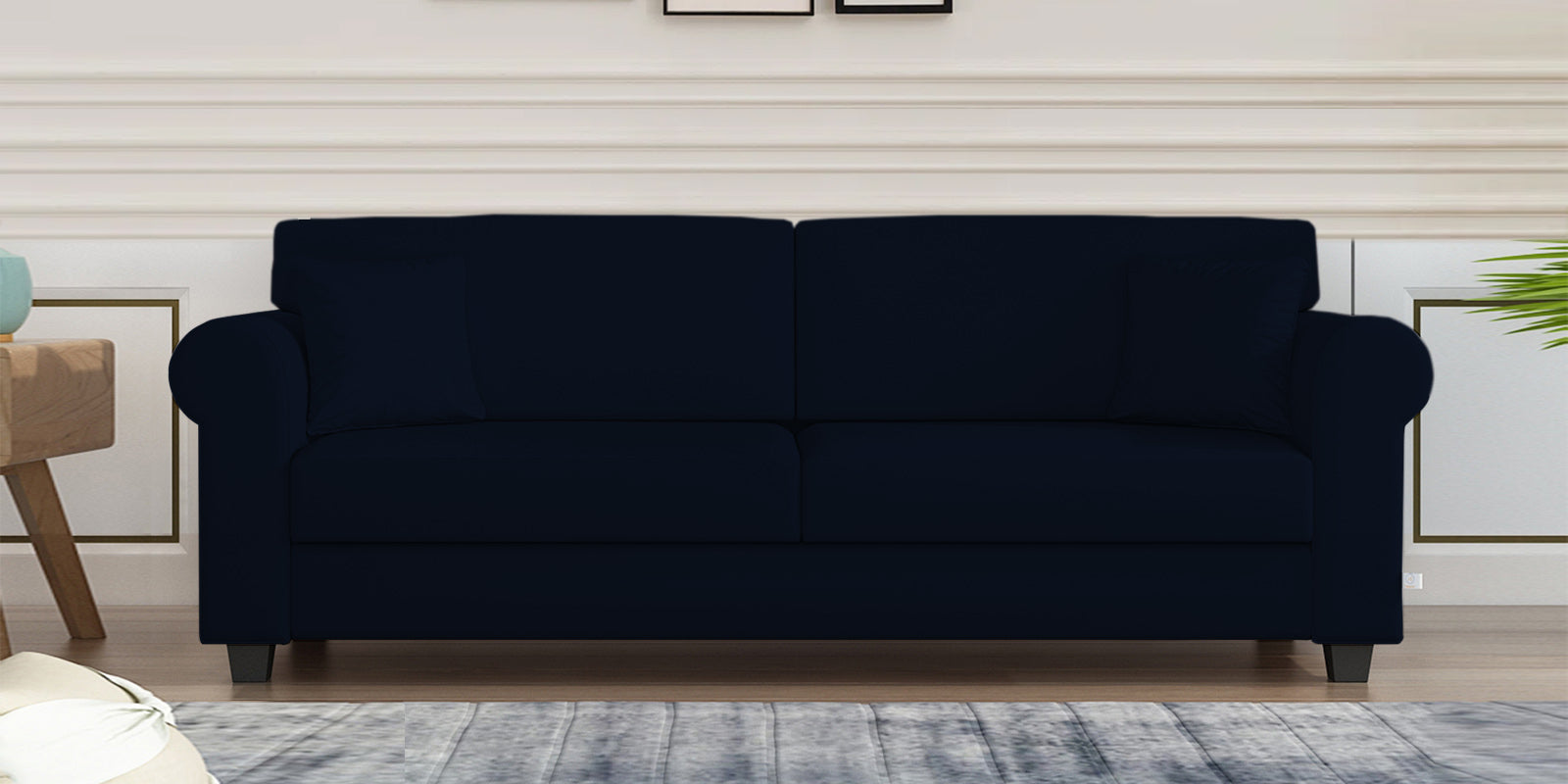 Numonk Velvet 3 Seater Sofa In Dark Blue Colour - Febonic Living