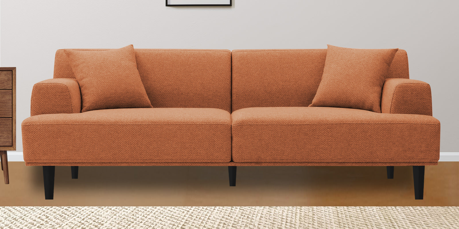 Cobby Fabric 3 Seater Sofa In Safforn Orange Colour - Febonic Living