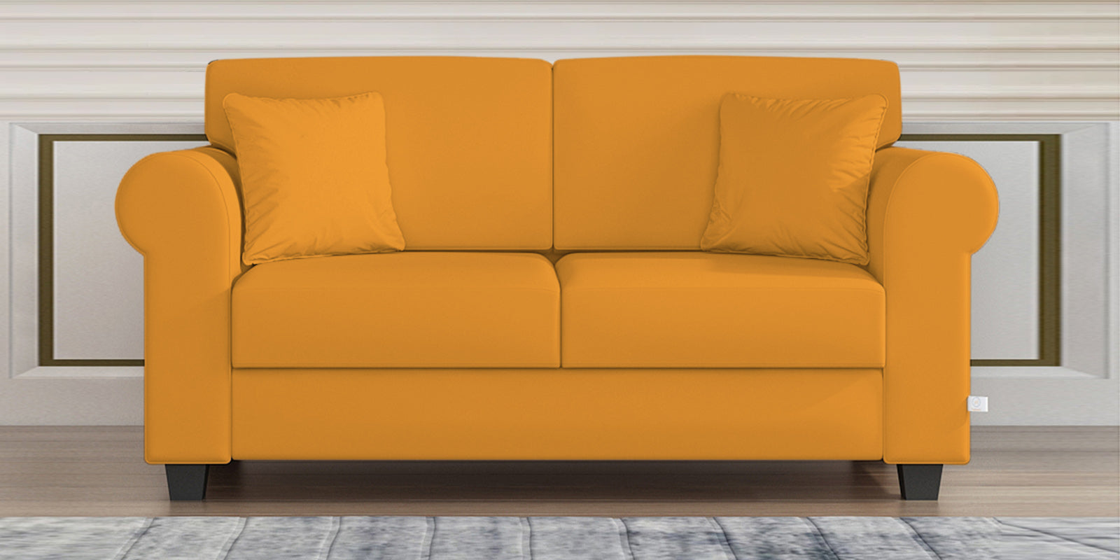 Numonk Velvet 2 Seater Sofa In Safforn Yellow Colour - Febonic Living