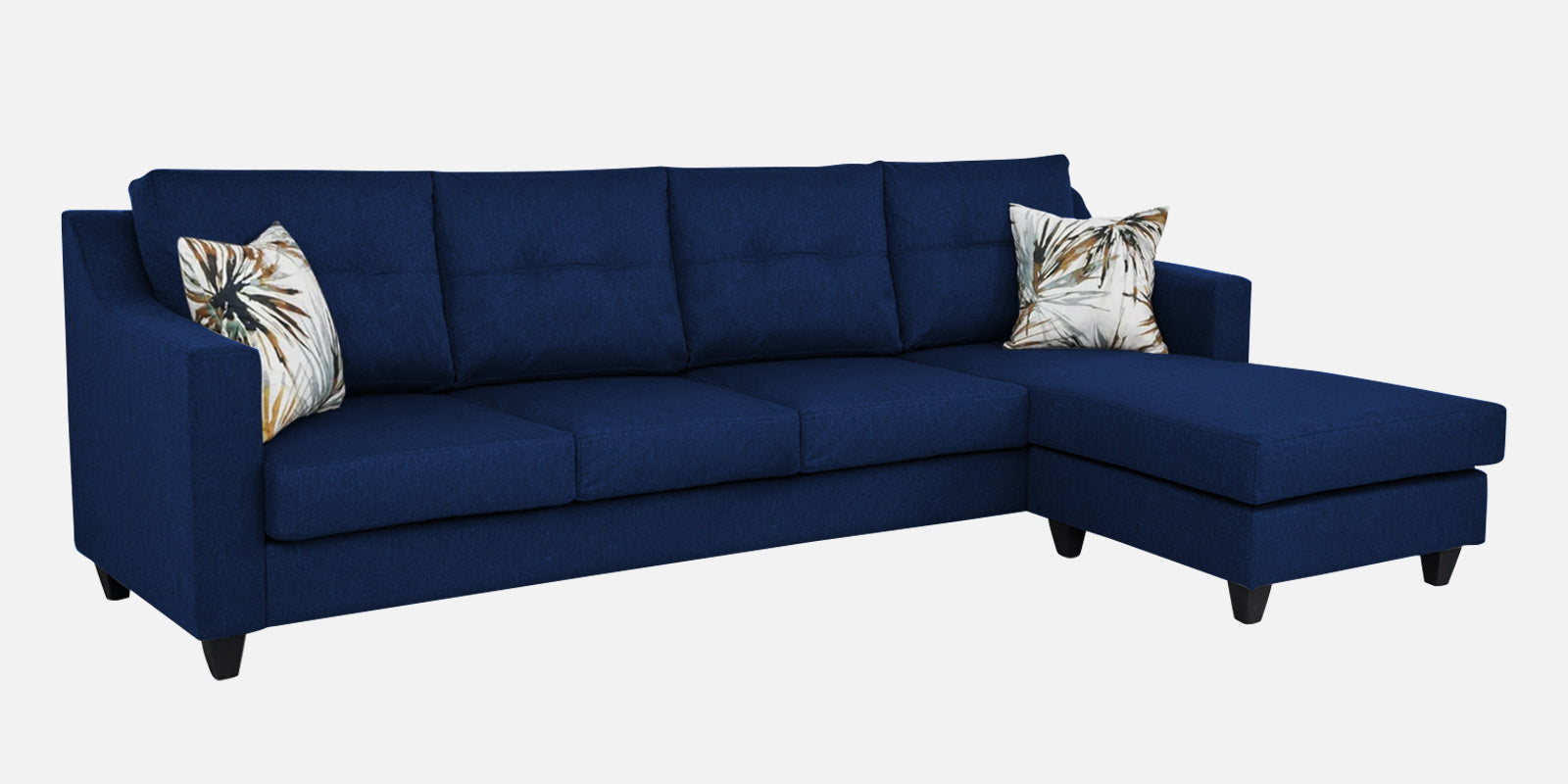 Welly Fabric LHS Sectional Sofa (3+Lounger) In Royal Blue Colour - Febonic Living