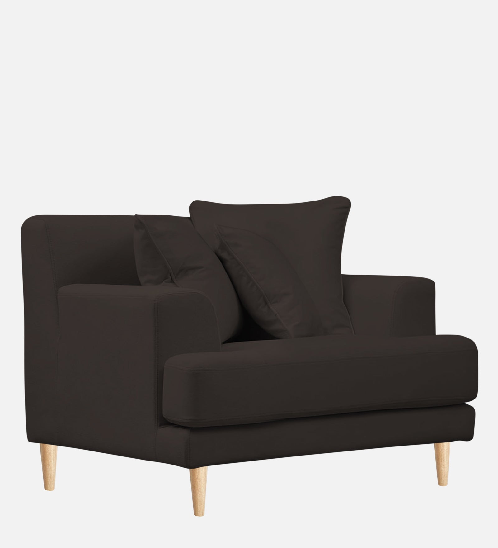 Woody Fabric 1 Seater Sofa in Coal Brown Colour