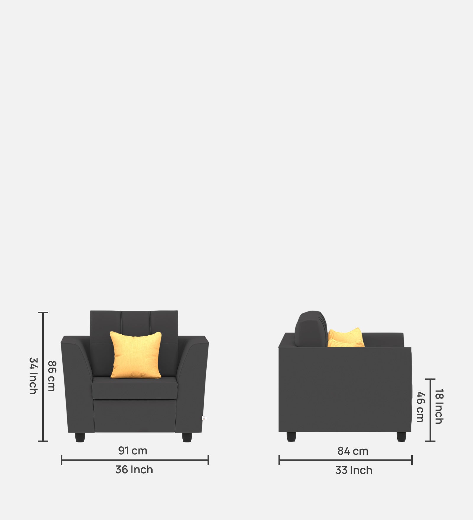 Nestin Velvet 1 Seater Sofa in Davy Grey Colour