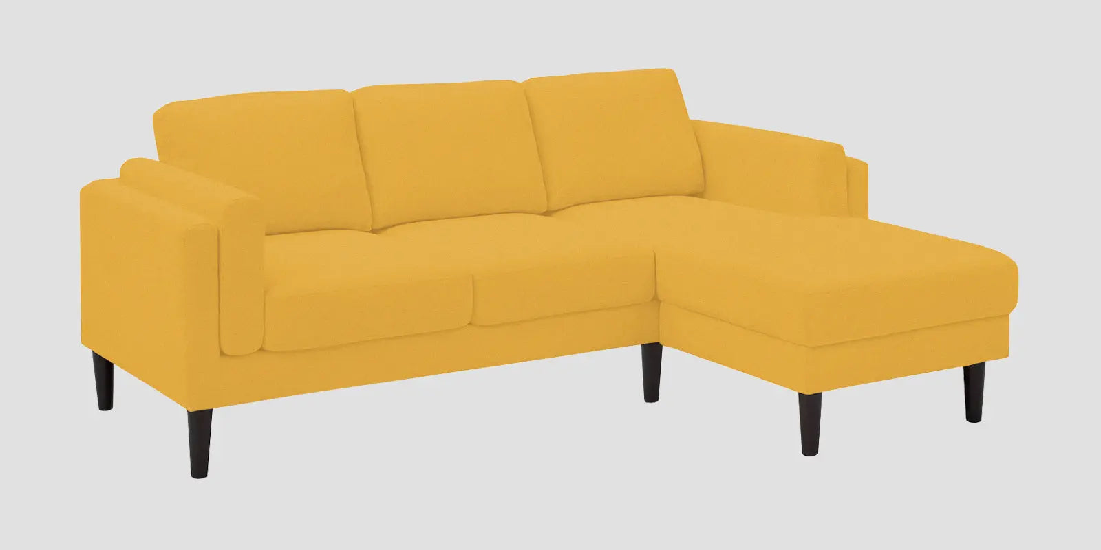 Creata Fabric LHS Sectional Sofa (2+Lounger) In Bold Yellow Colour Febonic Living