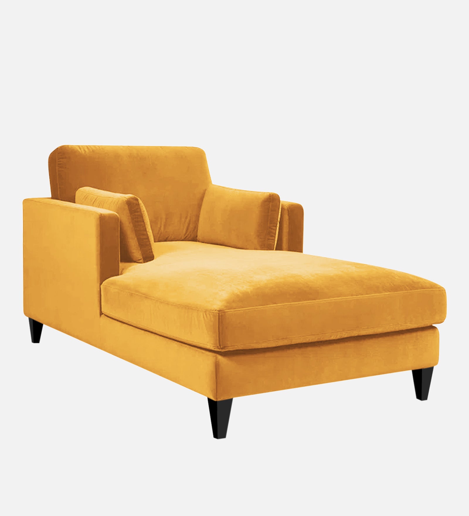 Makou Velvet Chaise Lounger In Turmeric yellow Colour - Febonic Living