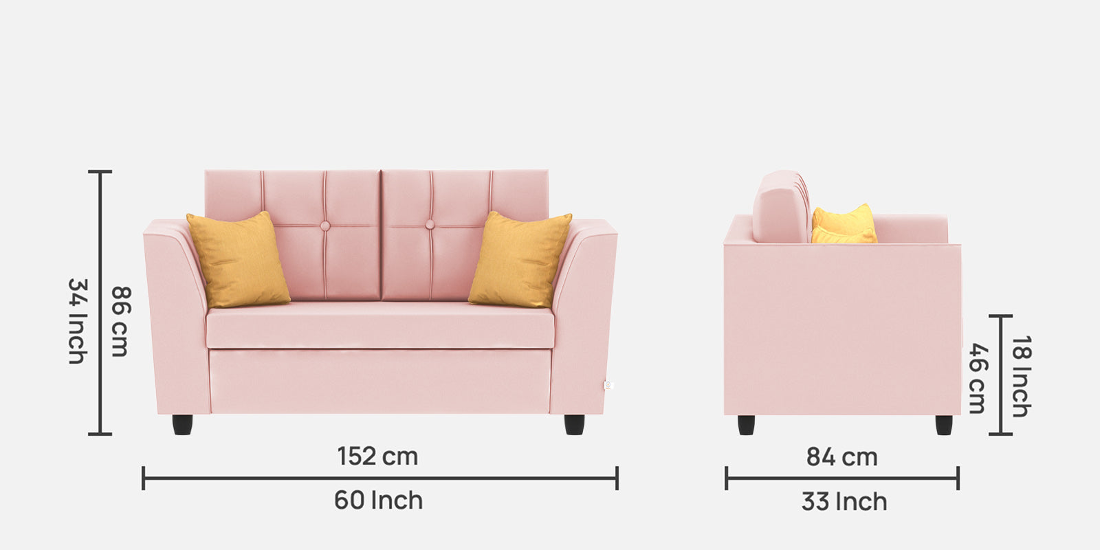 Nestin Velvet 2 Seater Sofa In Millennial Pink Colour - Febonic Living