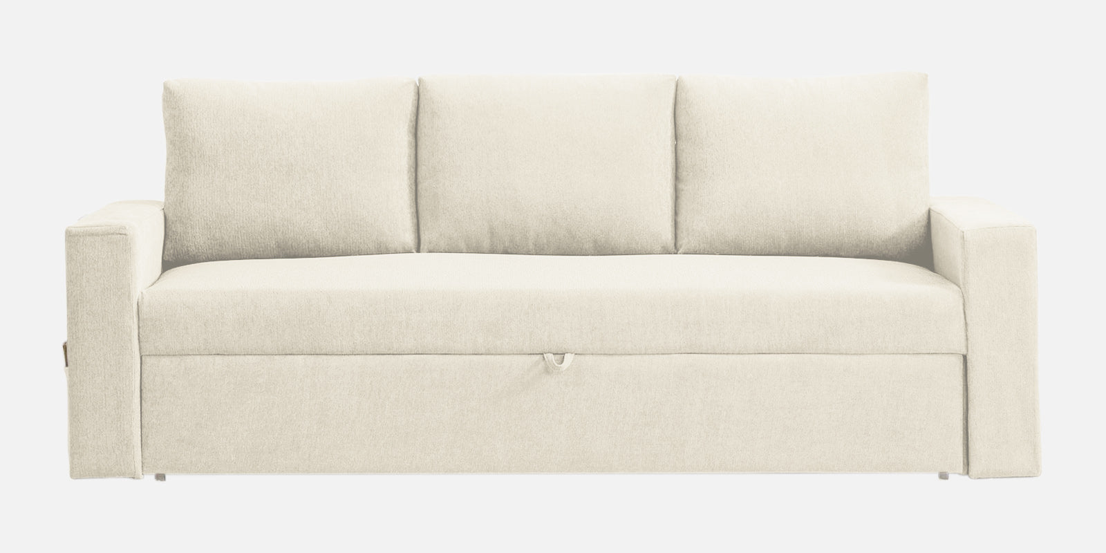 Kara Fabric 3 Seater Pull Out Sofa Cum Bed In Ivory Cream Colour - Febonic Living
