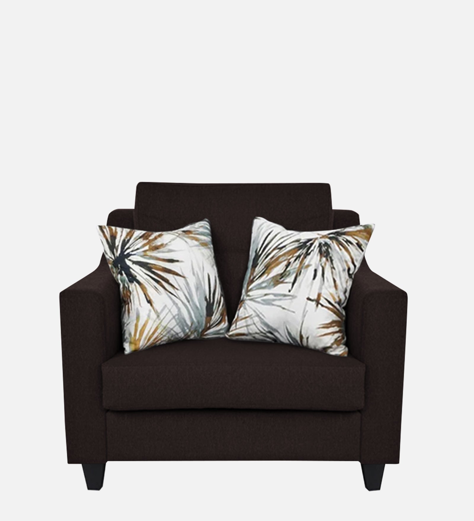 Welly Fabric 1 Seater Sofa In Dark Brown Colour - Febonic Living