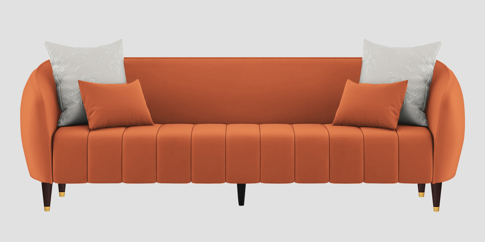 Hairo Velvet 3 Seater Sofa In Yam Orange Colour - Febonic Living