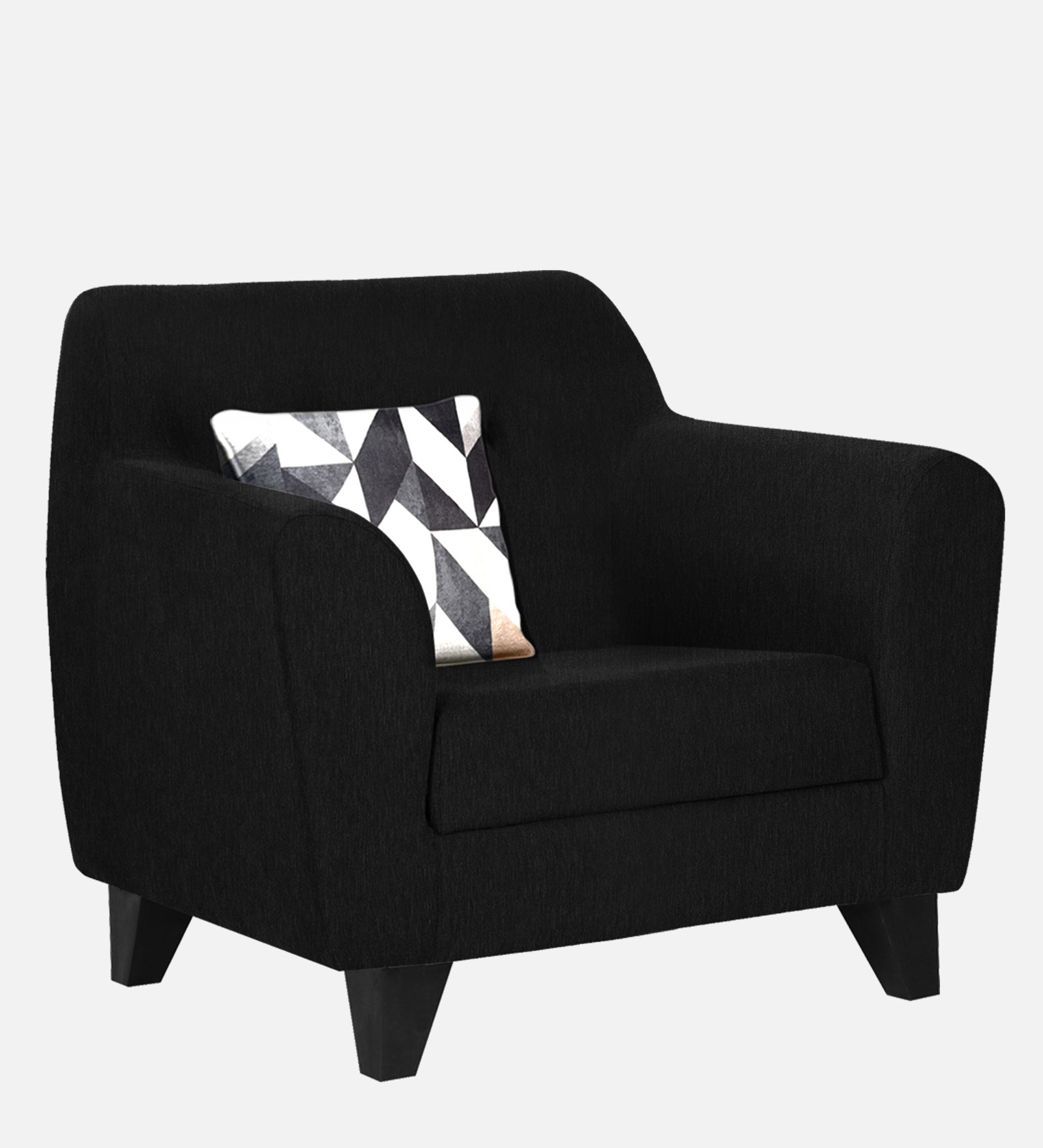 Melaan Fabric 1 Seater Sofa In Zed Black Colour - Febonic Living