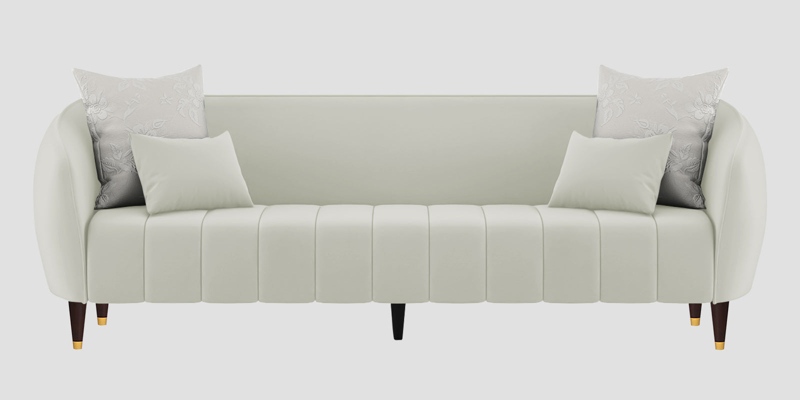 Hairo Velvet 3 Seater Sofa In Bone Grey Colour - Febonic Living