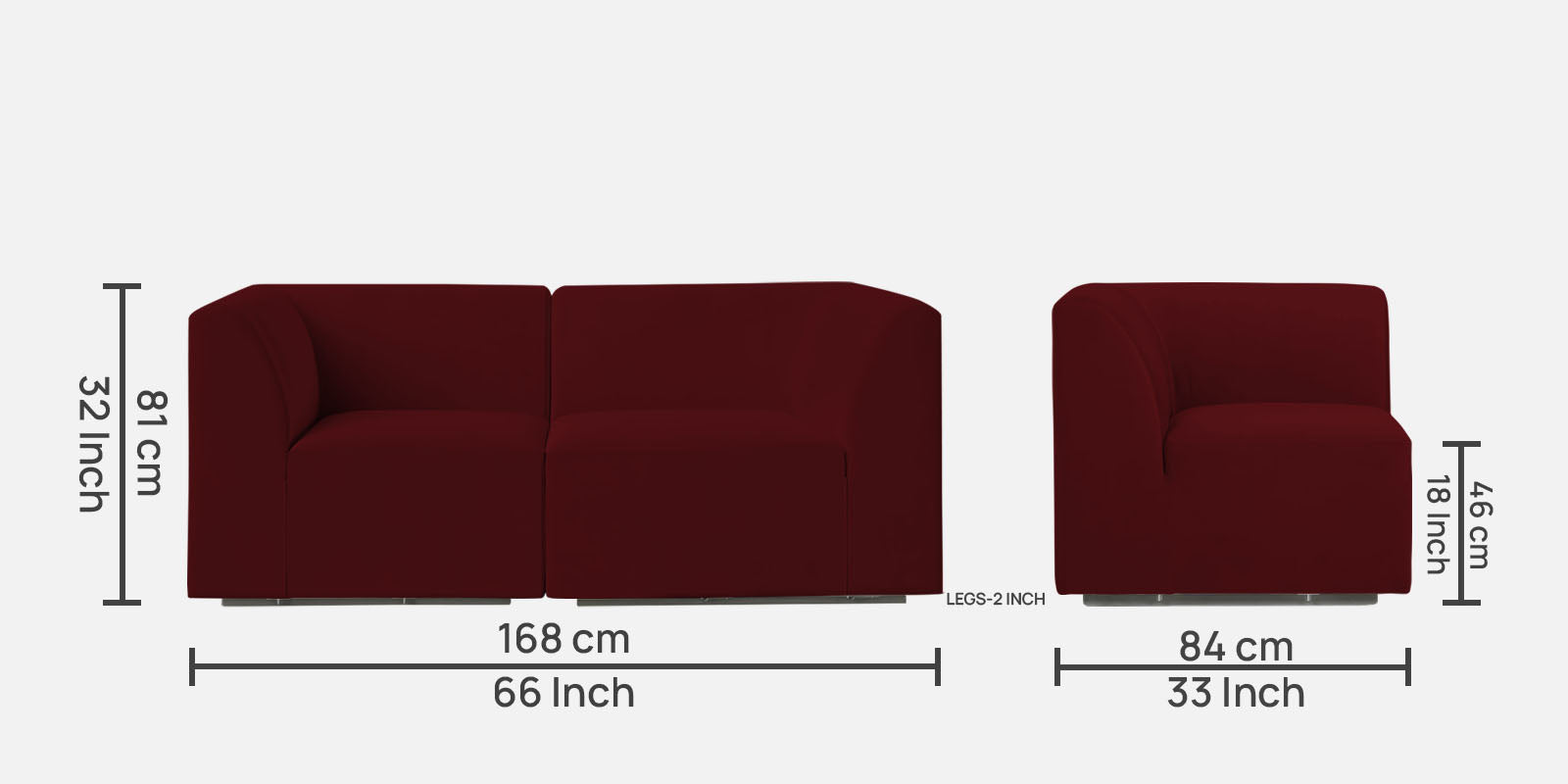 Bufa Velvet 2 Seater Sofa In Dark Maroon Colour - Febonic Living