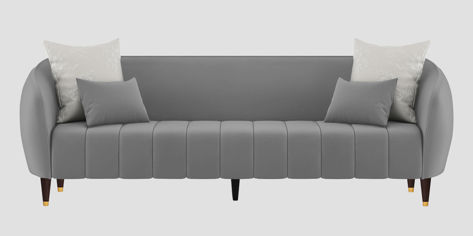 Hairo Velvet 3 Seater Sofa In Light Grey Colour