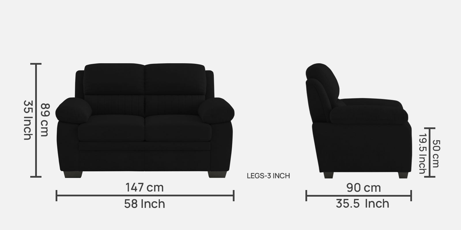 Miranda Velvet 2 Seater Sofa In Adam Black Colour - Febonic Living
