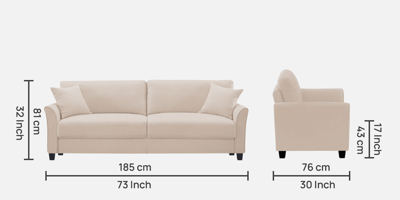 Daroo Velvet 3 Seater Sofa In Camel Beige Colour - Febonic Living