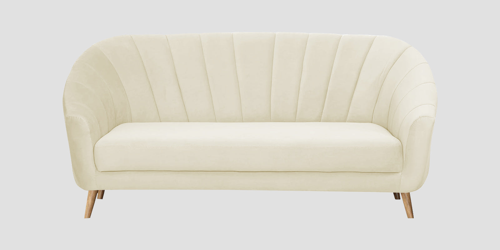 Kaylee Velvet 3 Seater Sofa In Warm White Colour - Febonic Living
