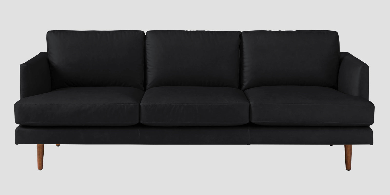 Sterio Leatherette 3 Seater Sofa In Light Black Colour - Febonic Living