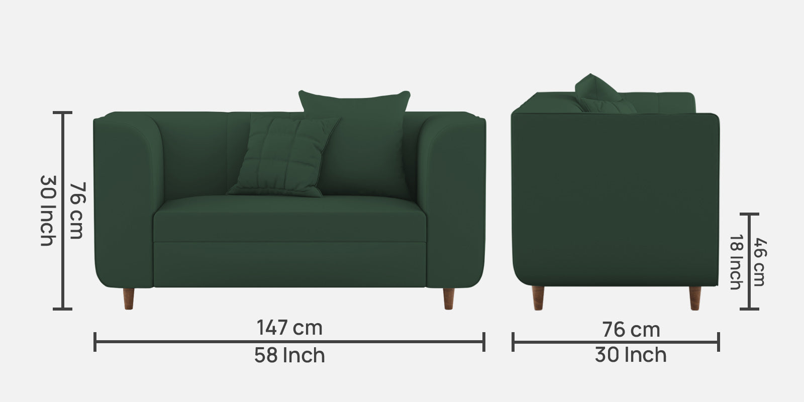 Sumo Velvet 2 Seater Sofa In Amazon Green Colour