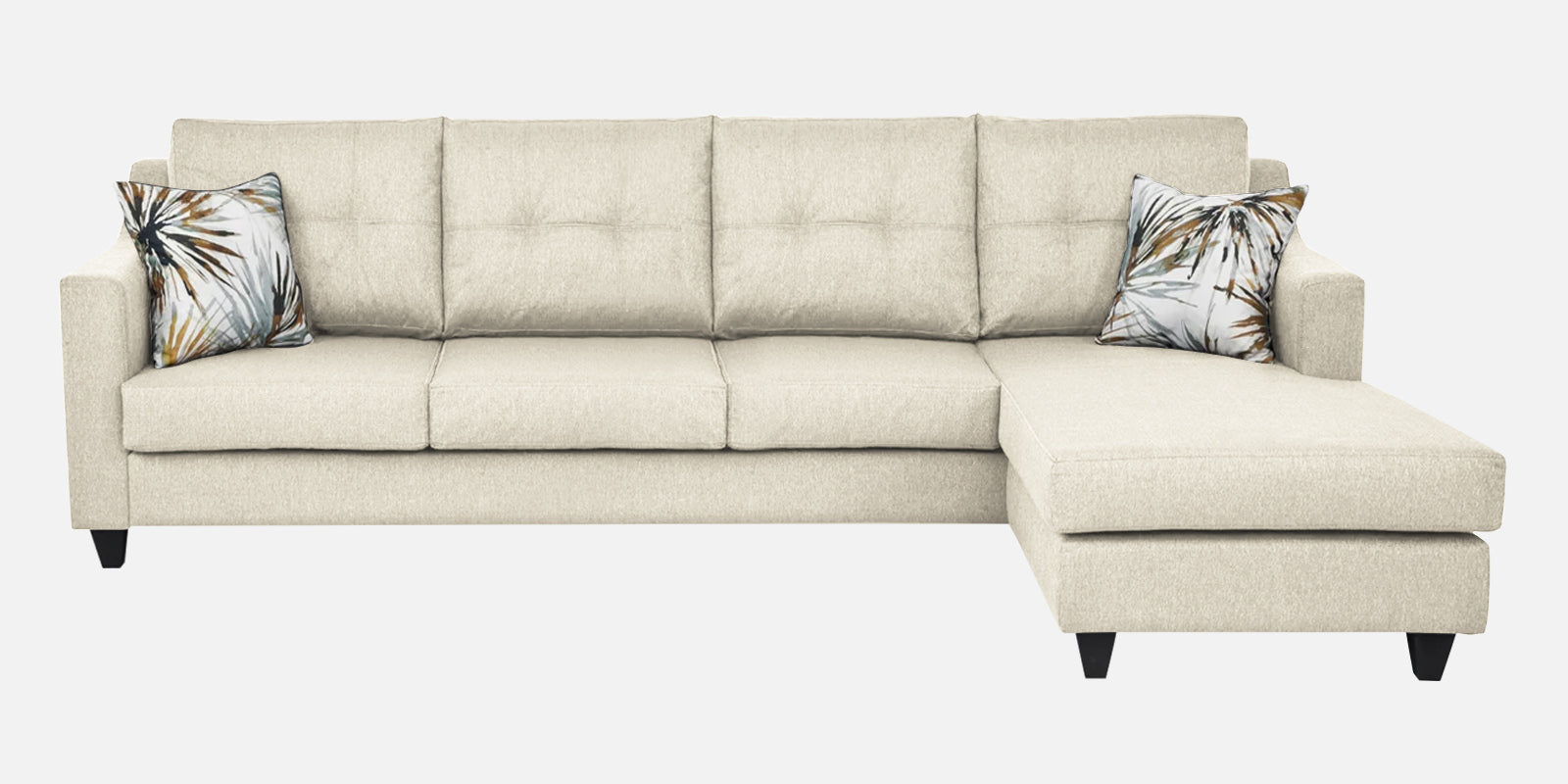 Welly Fabric LHS Sectional Sofa (3+Lounger) In Ivoery Cream Colour - Febonic Living