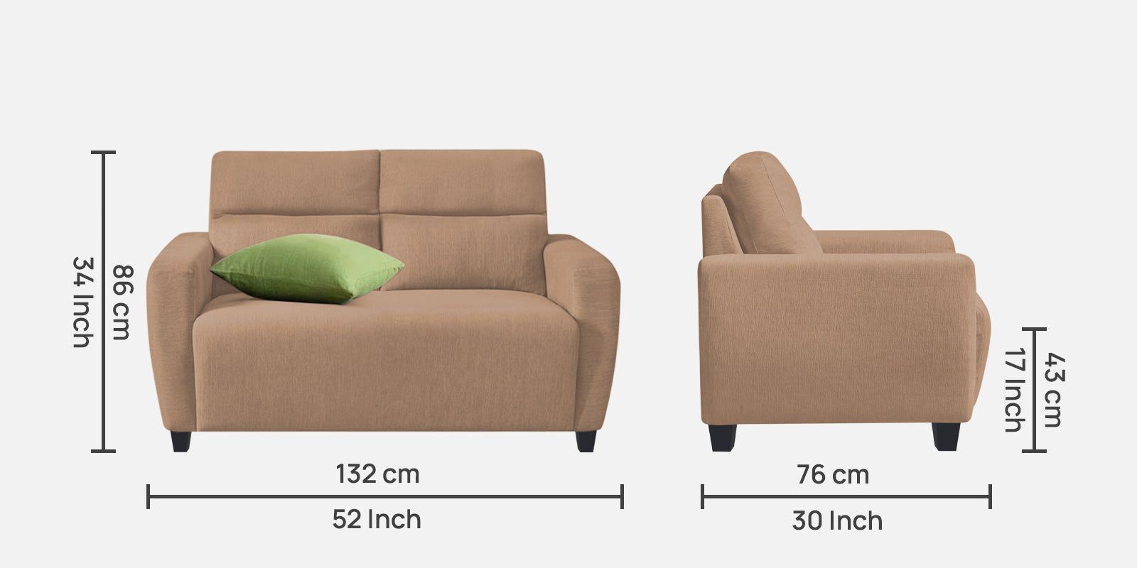Bakadi Fabric 2 Seater Sofa In Cosmic-beige Colour - Febonic Living