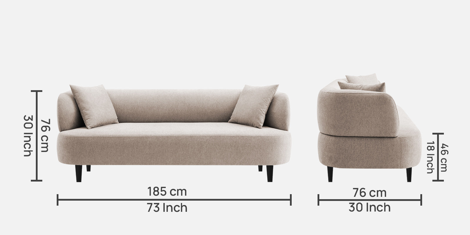 Carson Fabric 3 Seater Sofa In Natural Beige Colour - Febonic Living