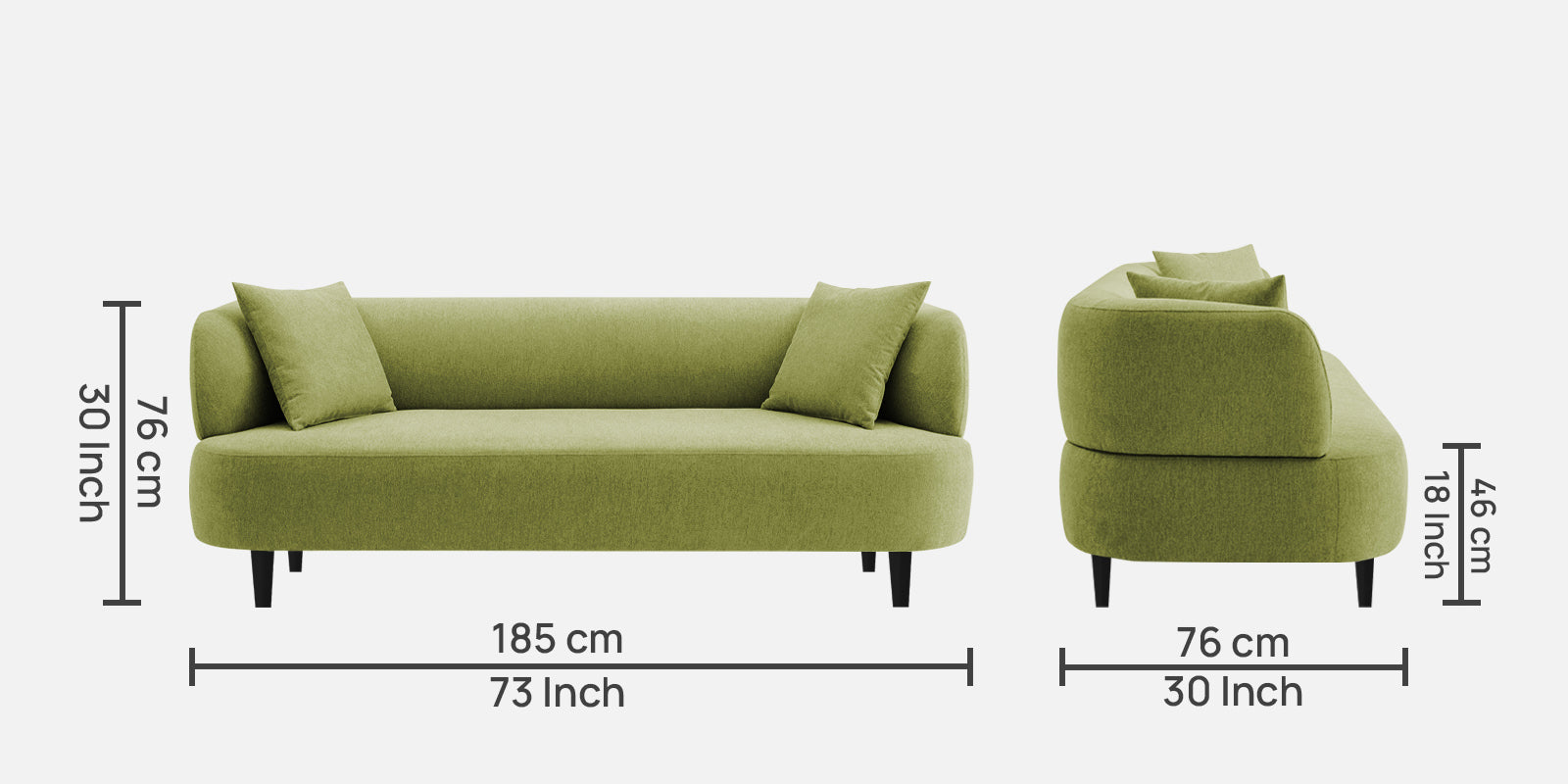 Carson Fabric 3 Seater Sofa In Lime Green Colour - Febonic Living