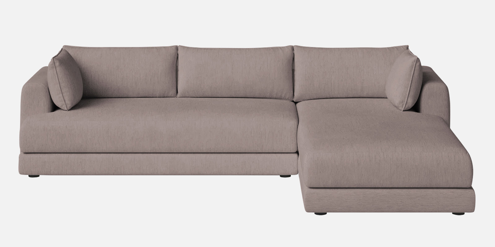 Ziggy Fabric LHS Sectional Sofa (3+Lounger) In Almond Beige Colour - Febonic Living