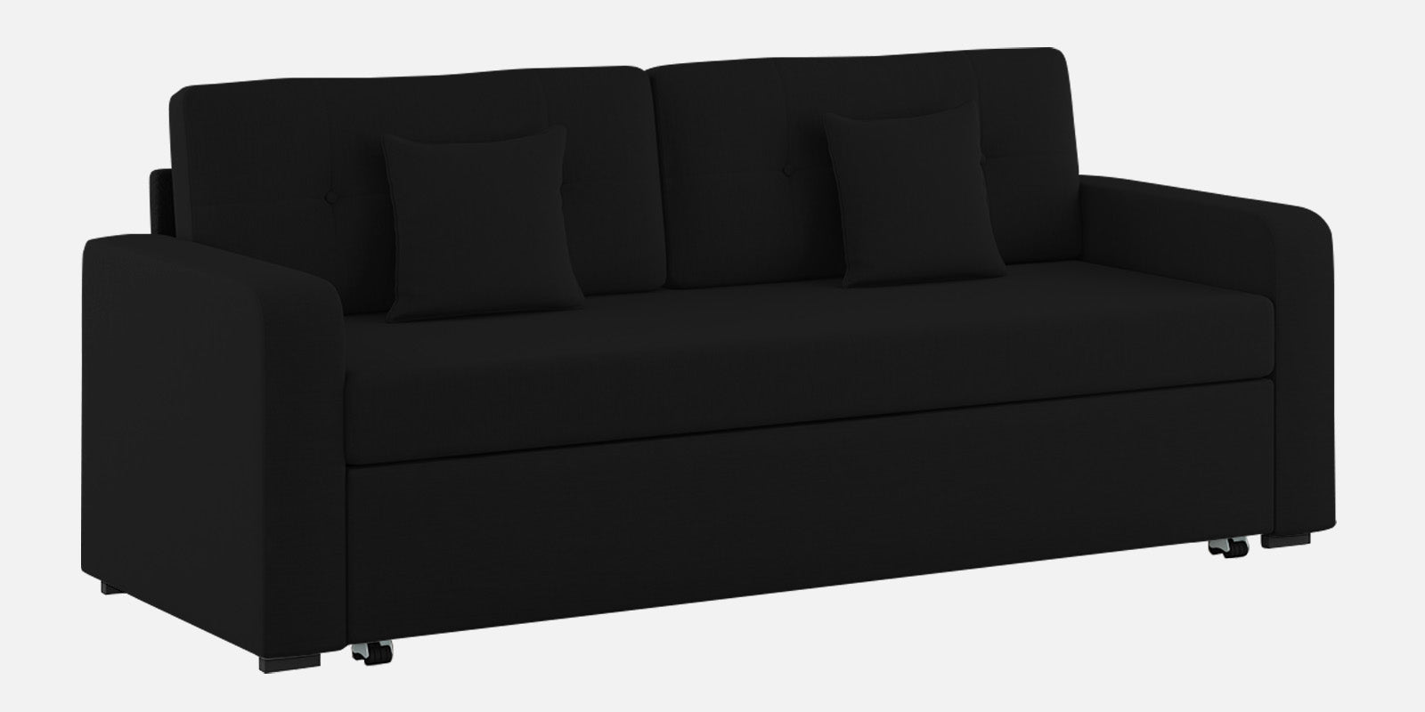 Rocky Fabric 3 Seater Pull Out Sofa Cum Bed In Zed Black Colour With Storage - Febonic Living
