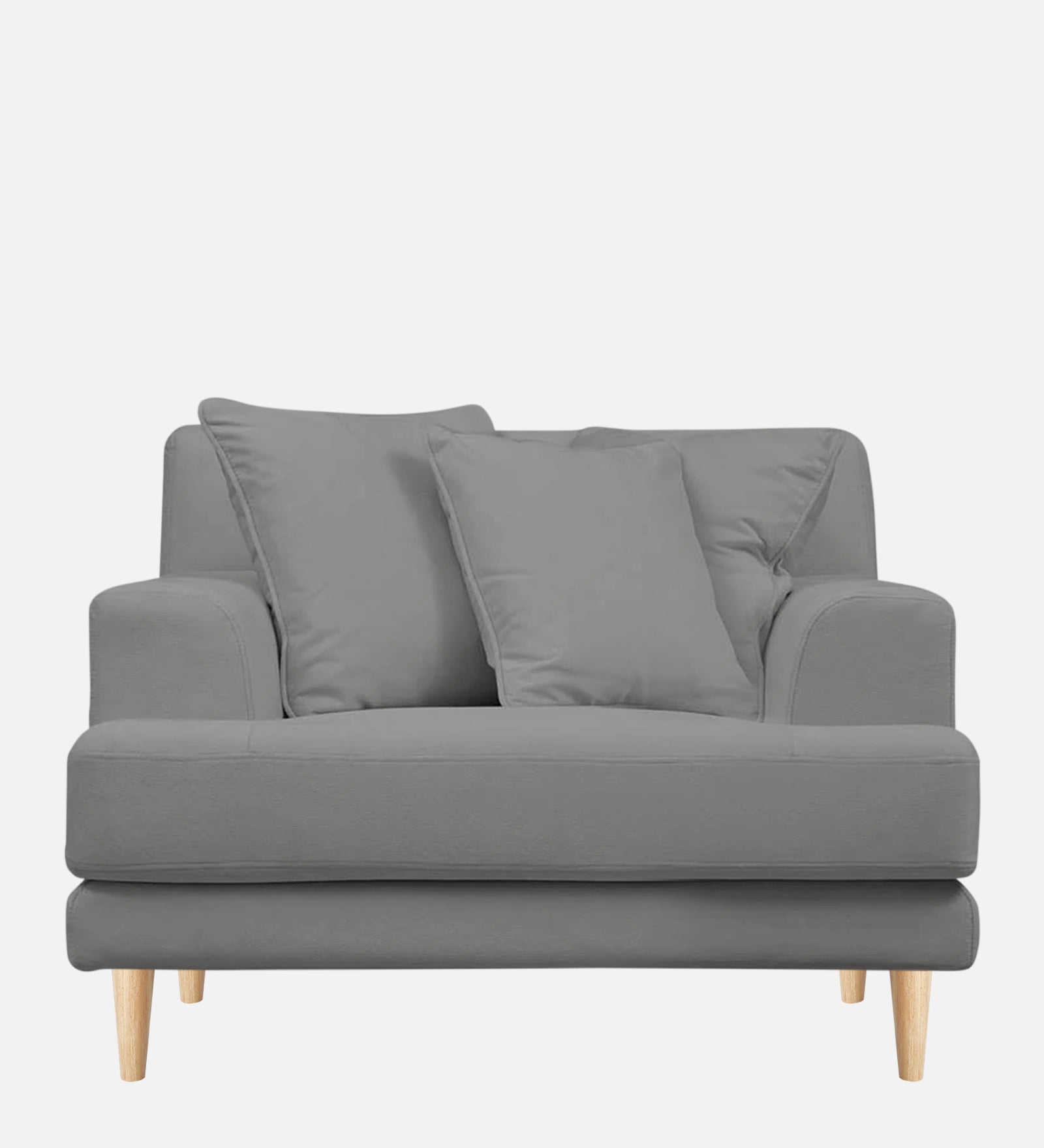 Woody Fabric 1 Seater Sofa In Smoke Grey Colour - Febonic Living