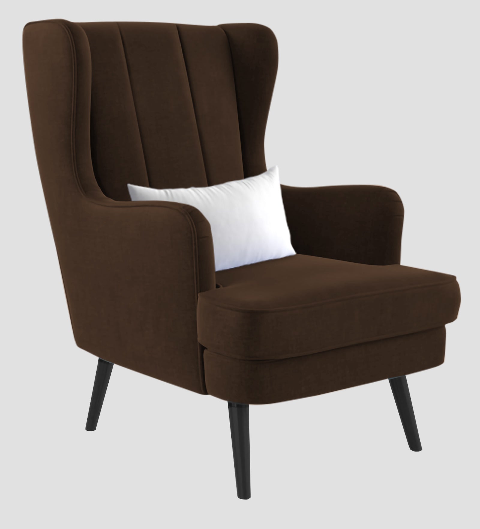 Niya Velvet Wing Chair In Cholocate Brown Colour - Febonic Living