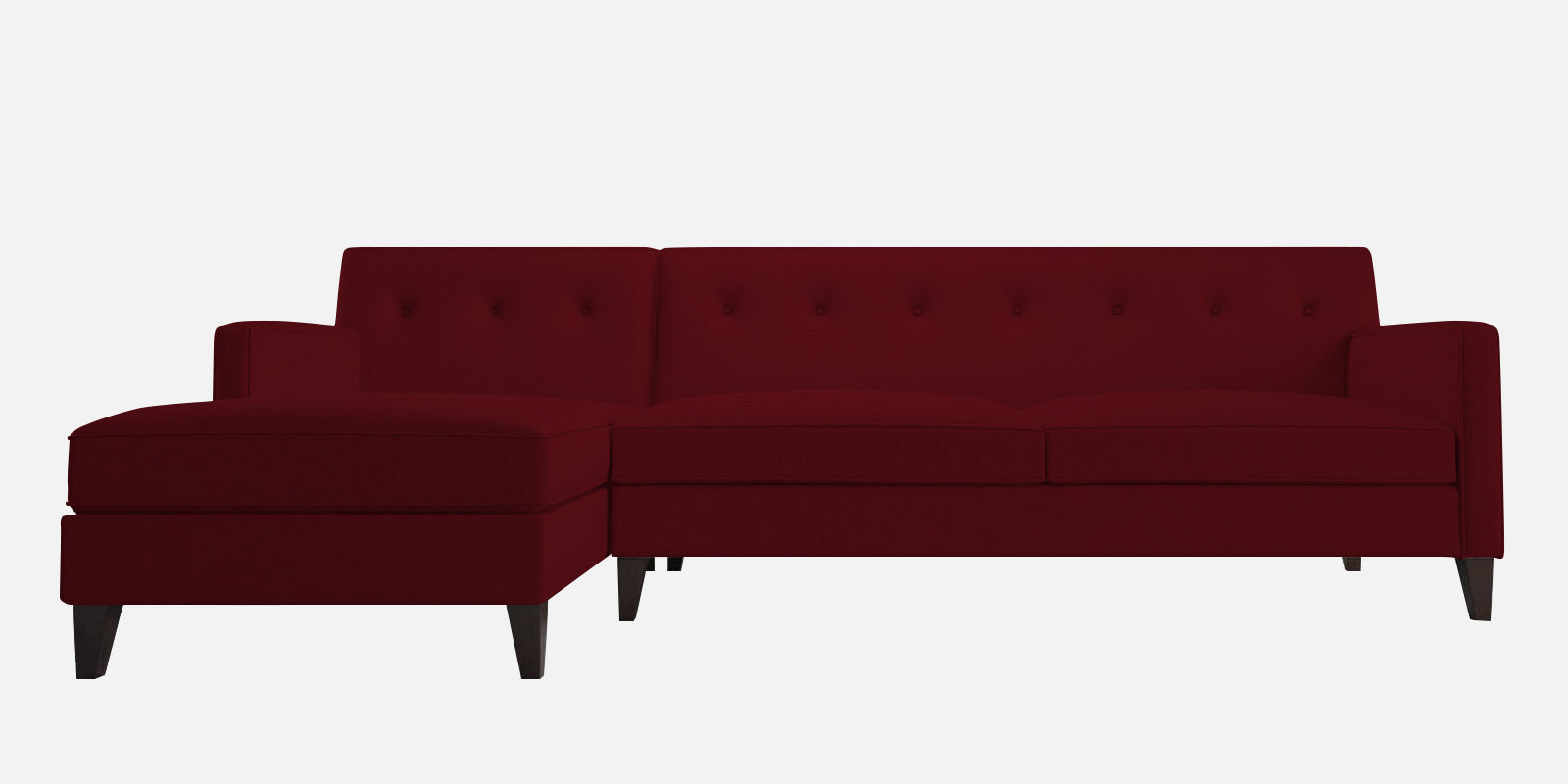Miller Fabric RHS Sectional Sofa (3+Lounger) In Ruby Red Colour - Febonic Living