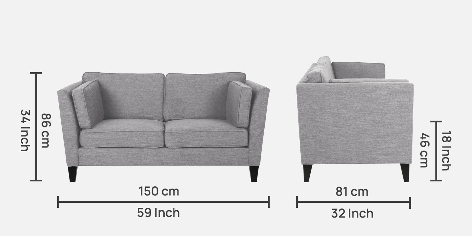 Nigar Fabric 2 Seater Sofa In Lit Grey Colour - Febonic Living