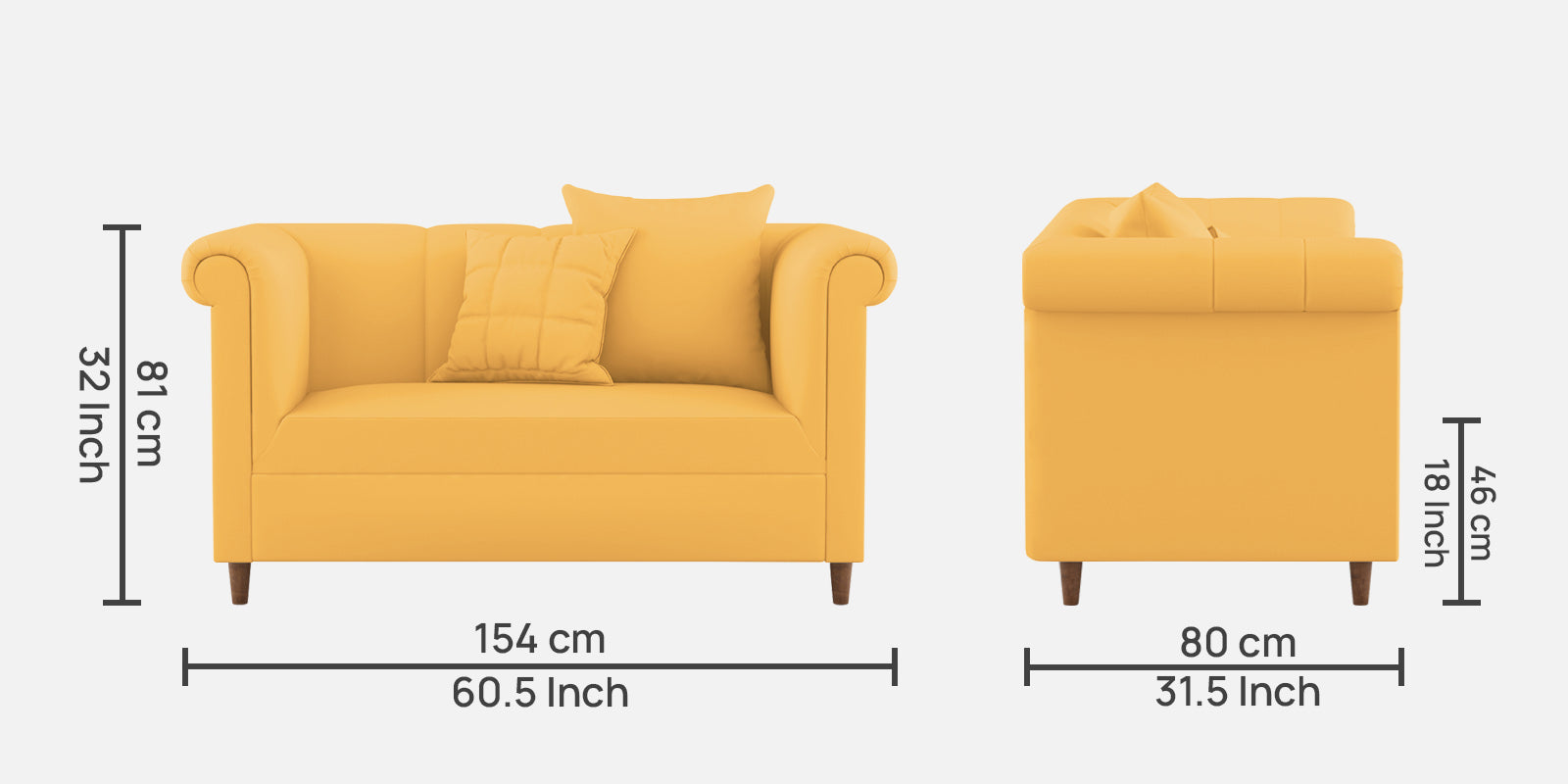 Rubi Velvet 2 Seater Sofa In Turmeric yellow Colour - Febonic Living