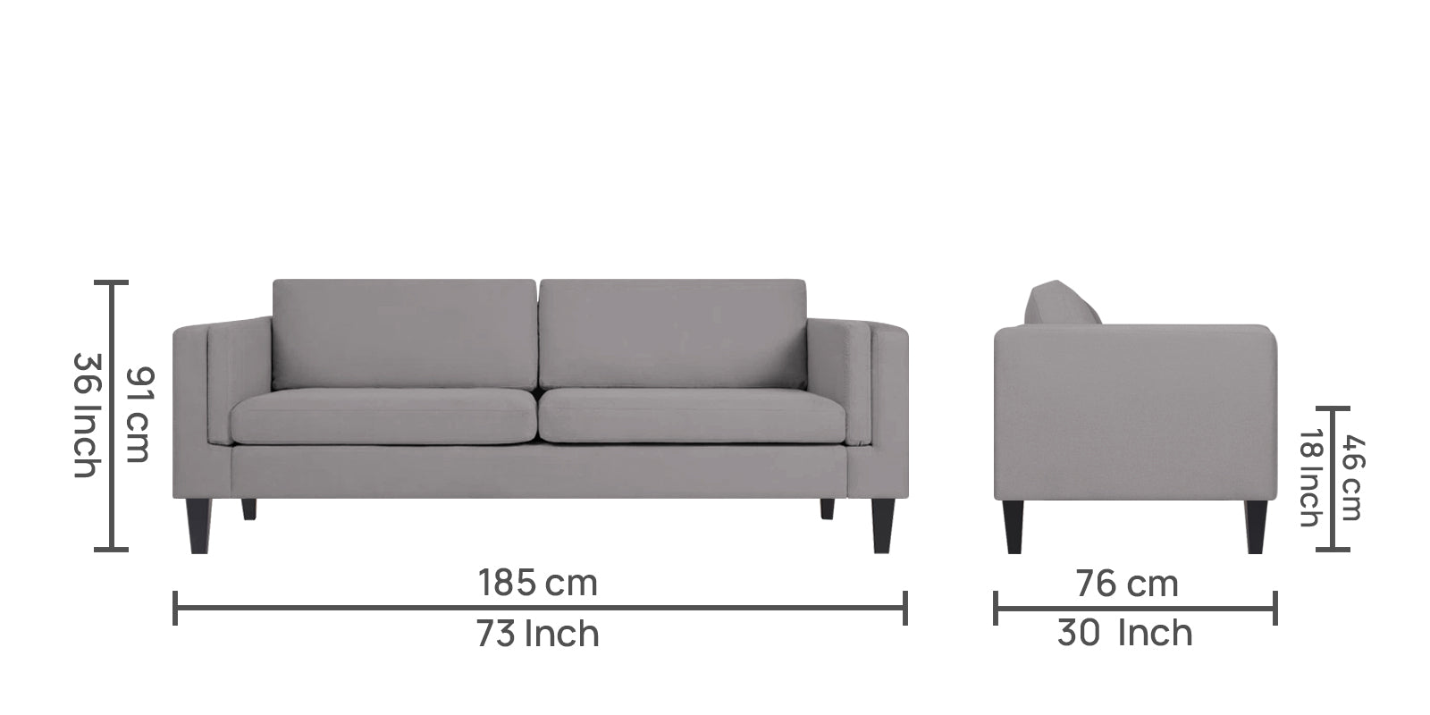 Jasper Velvet 3 Seater Sofa in concrete grey Colour