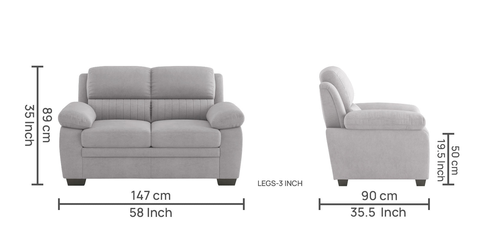 Miranda Velvet 2 Seater Sofa In Concrete grey Colour - Febonic Living