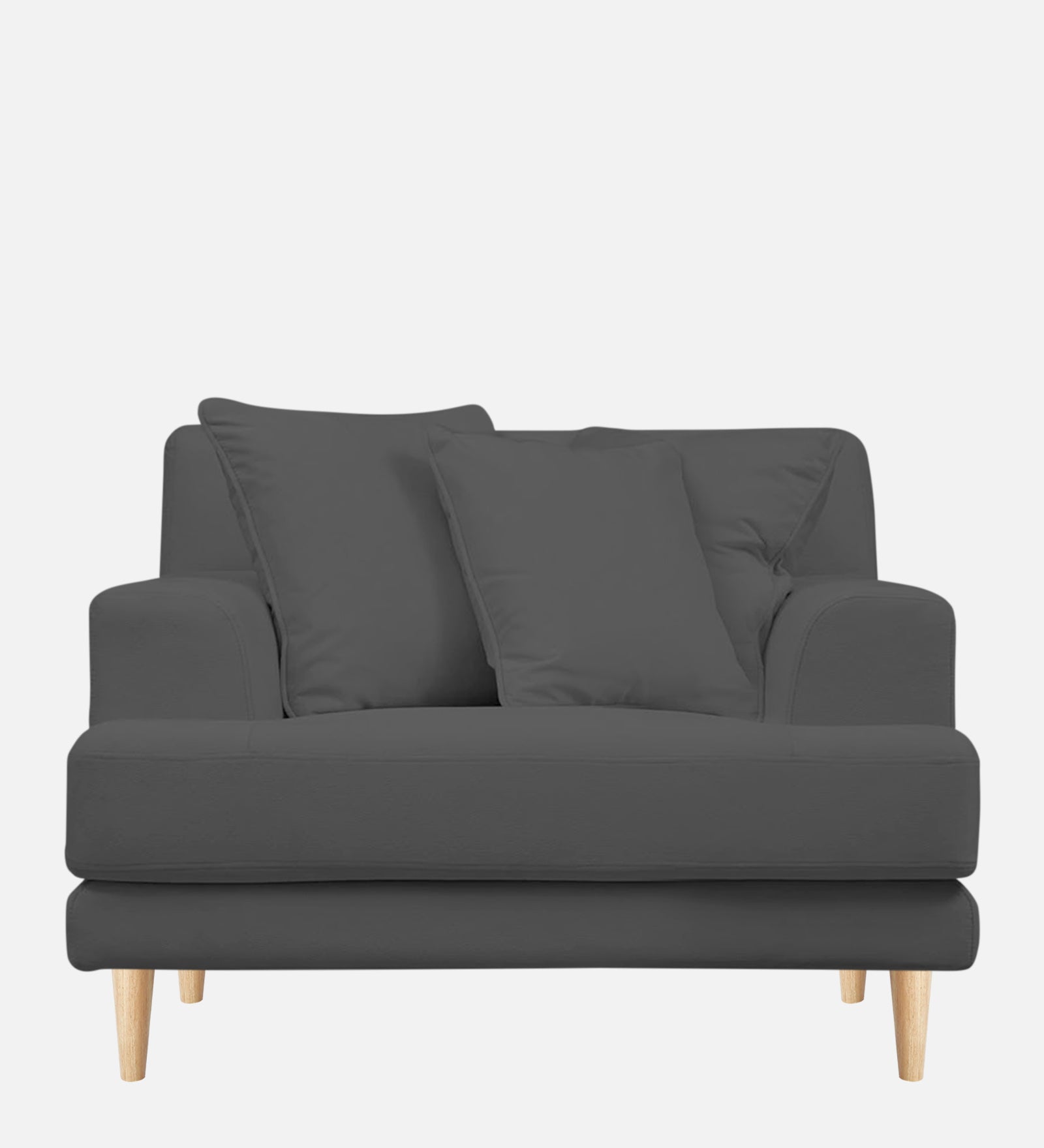 Woody Fabric 1 Seater Sofa in Pure Grey Colour