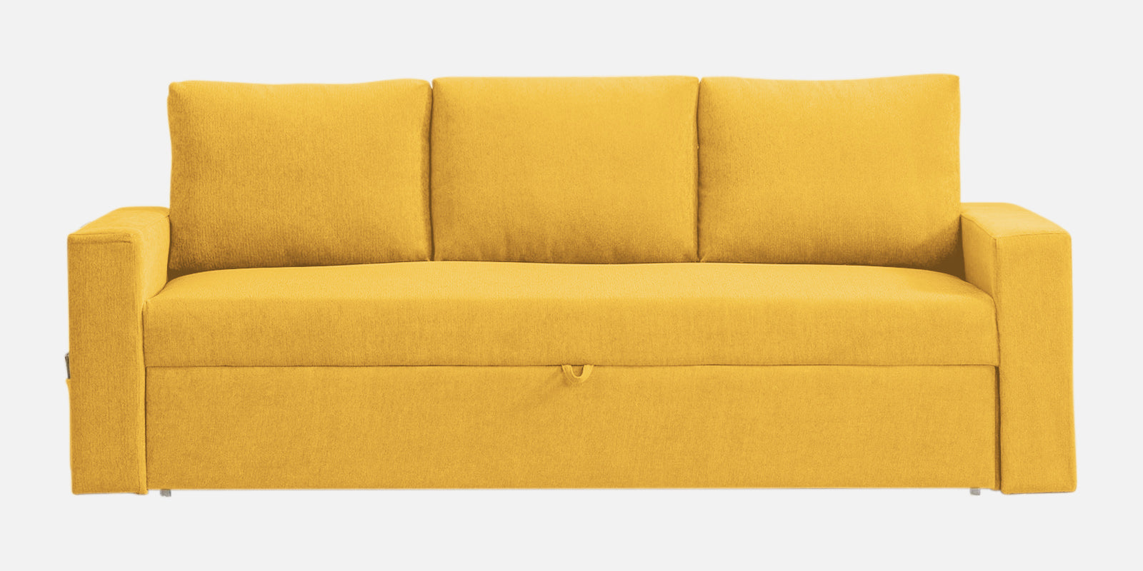 Kara Fabric 3 Seater Pull Out Sofa Cum Bed In Bold Yellow Colour - Febonic Living