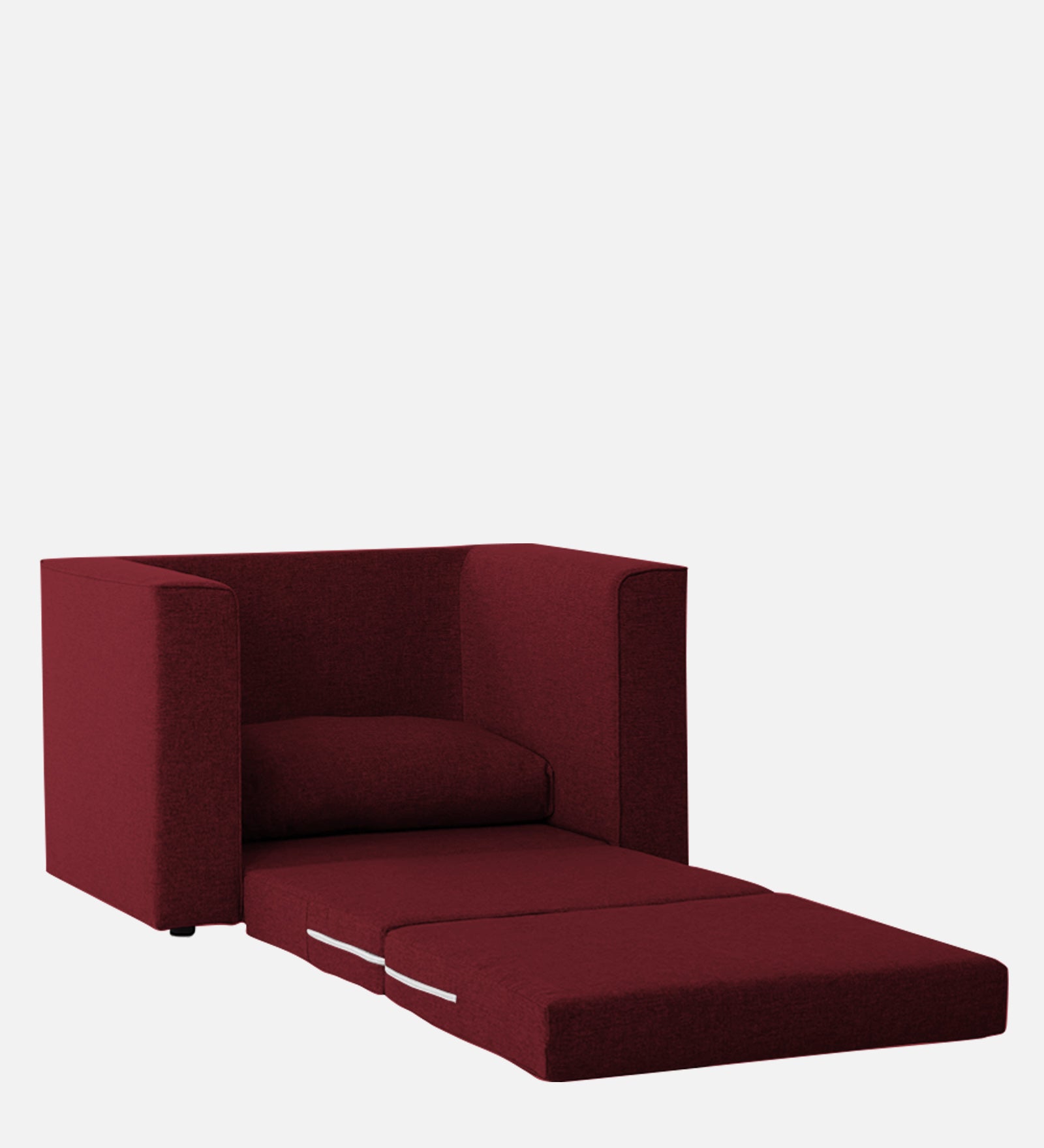 Kenia Fabric 1 Seater Foldable Sofa Cum Bed In Blood Maroon Colour - Febonic Living