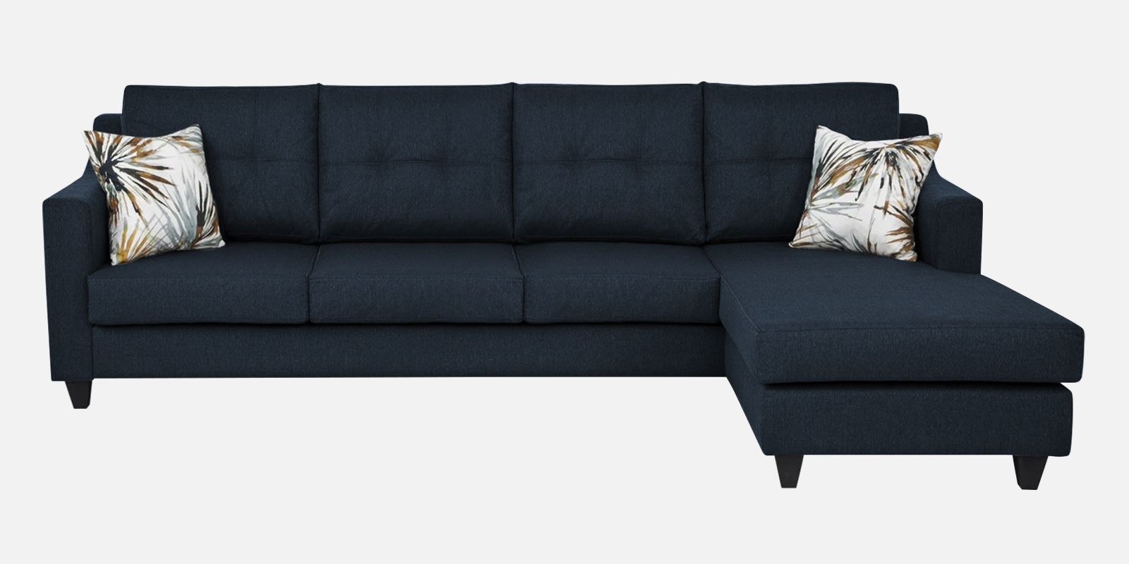 Welly Fabric LHS Sectional Sofa (3+Lounger) In Denim Blue Colour - Febonic Living