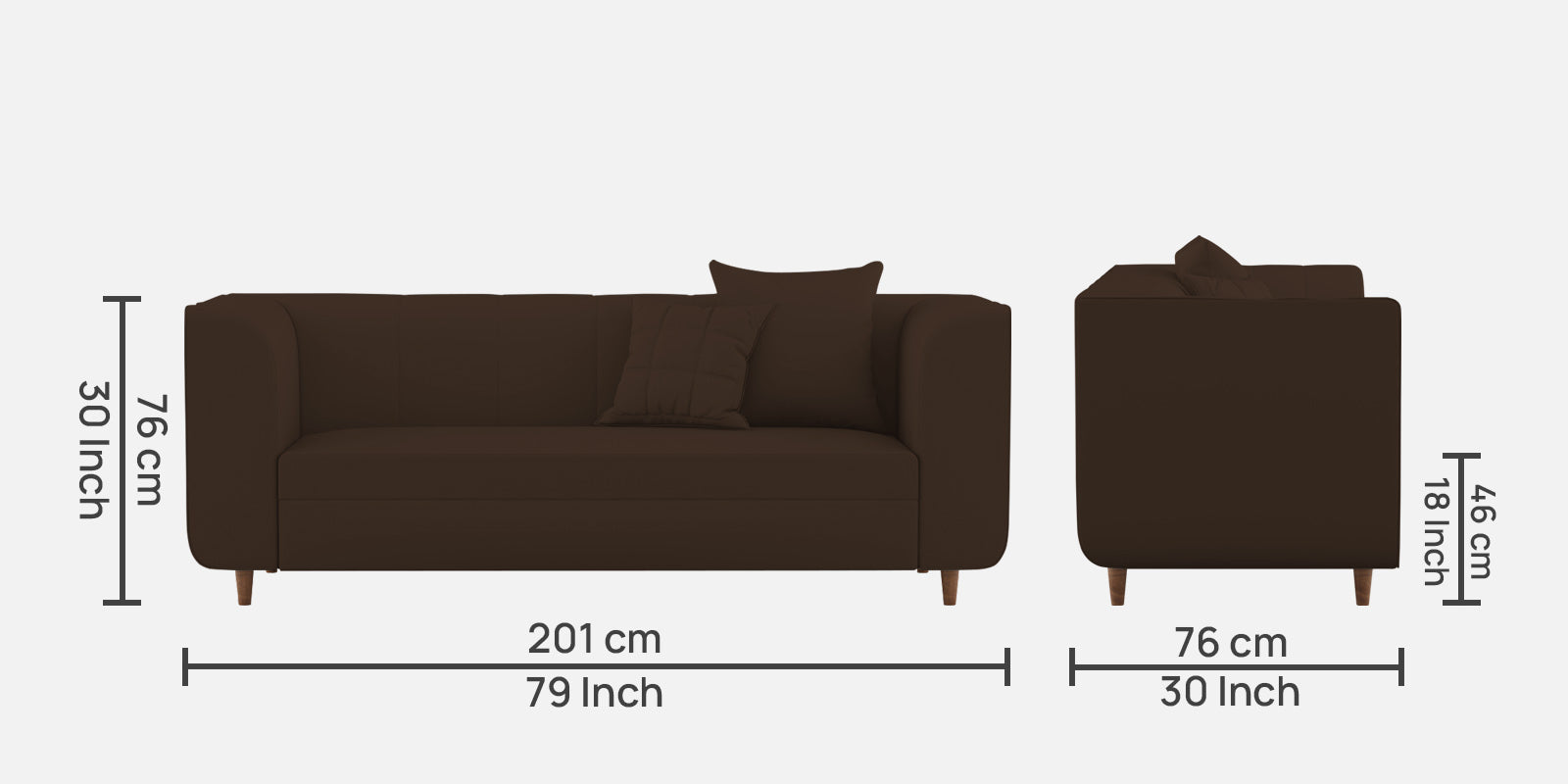 Sumo Velvet 3 Seater Sofa In Chocolate Brown Colour - Febonic Living