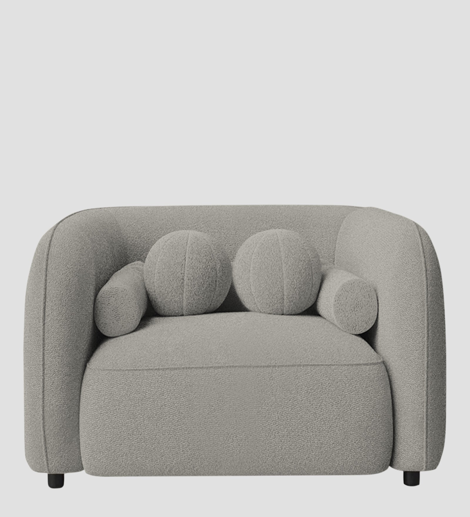 Corny Boucle Fabric 1 Seater Sofa In Fog Grey Colour - Febonic Living