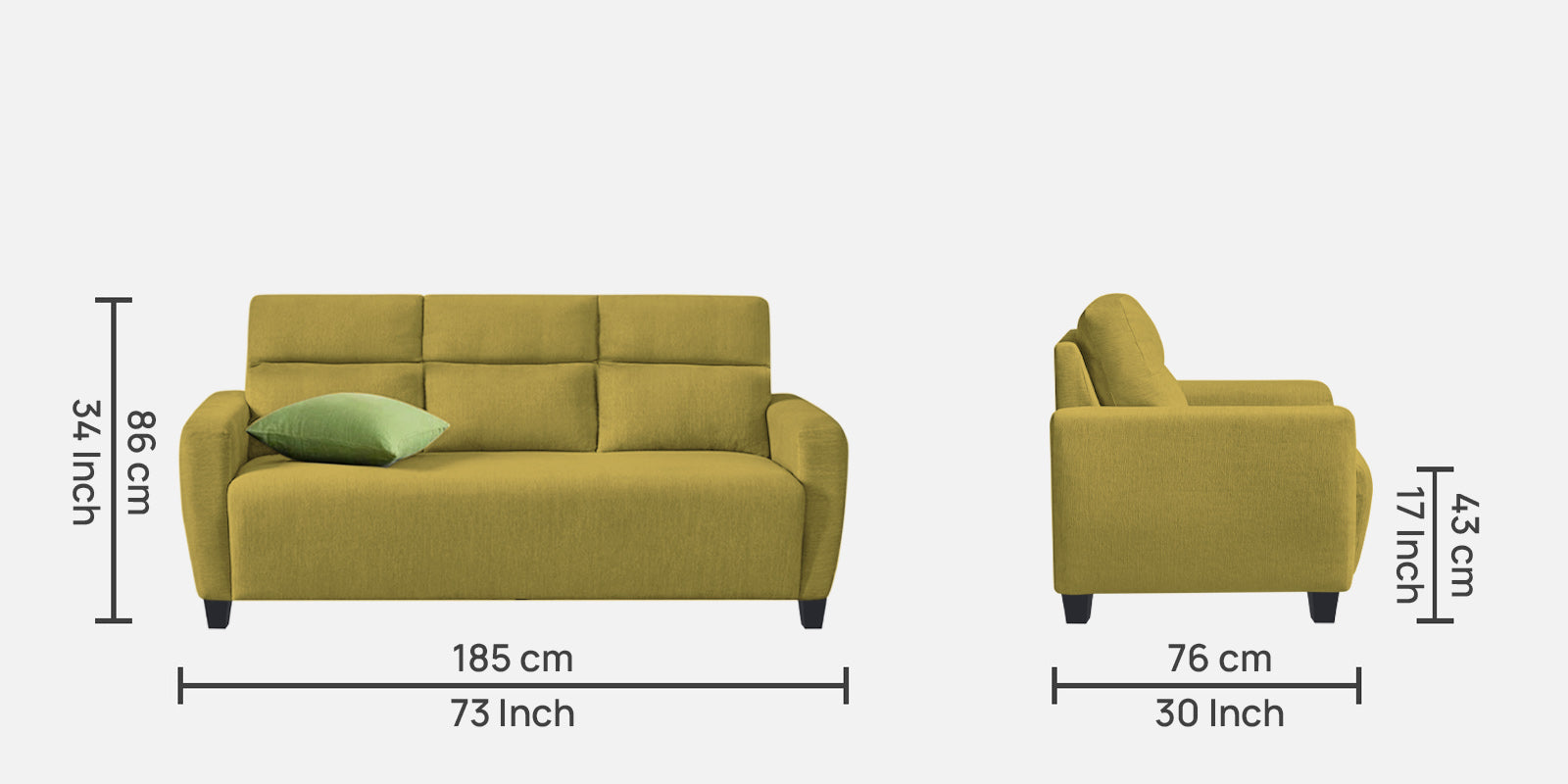 Bakadi Fabric 3 Seater Sofa in Parrot Green Colour